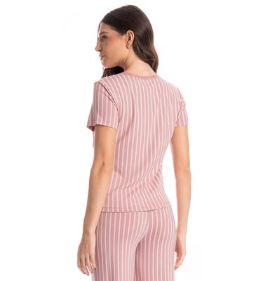 Pijama Feminino Longo Manga Curta Nina - Imagem 4 - Mobile