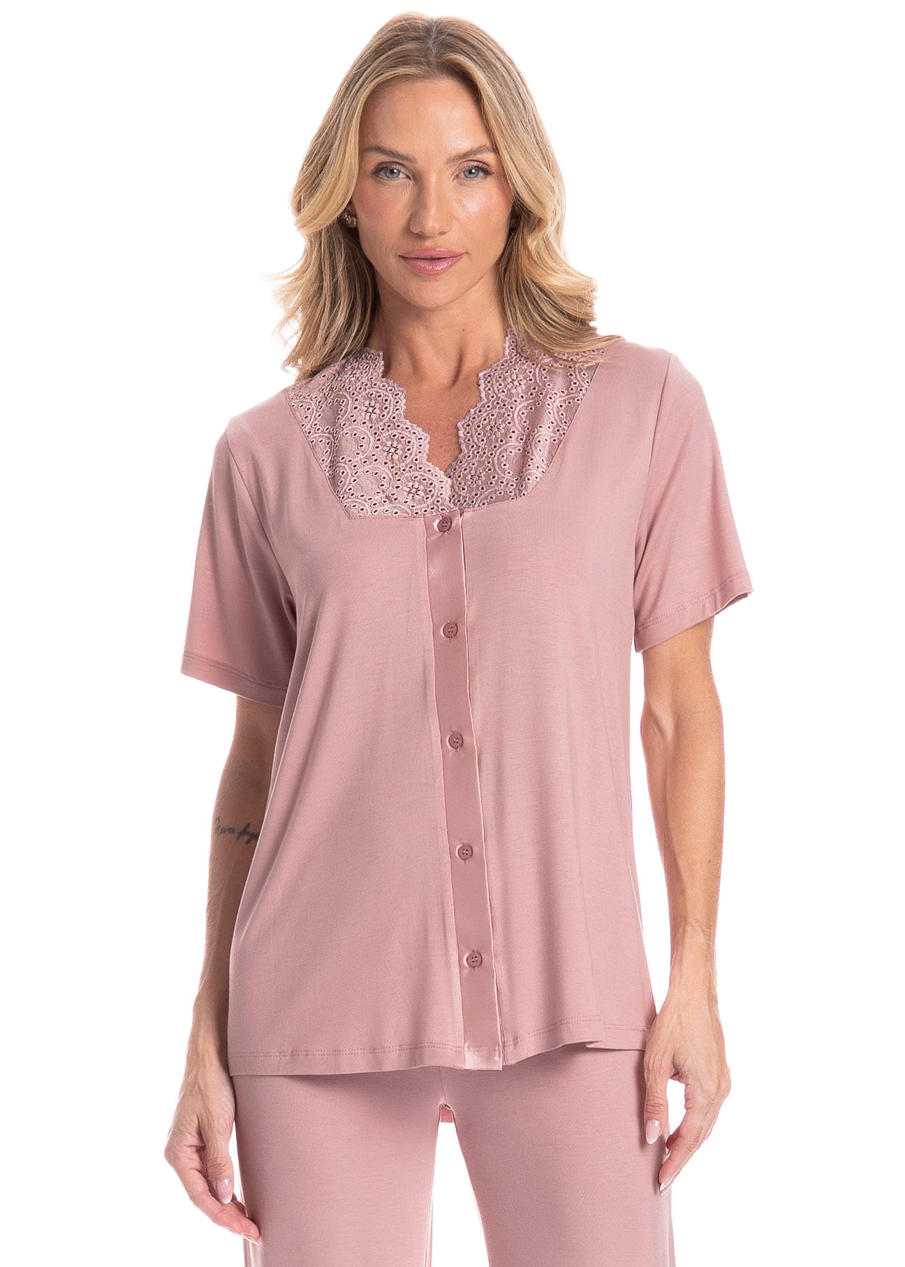 Pijama Americano Longo Feminino Laise - Imagem 3 - Mobile