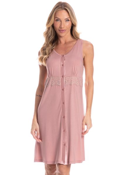 Camisão Feminino Abotoado Laise Rosa-3 - Imagem 1
