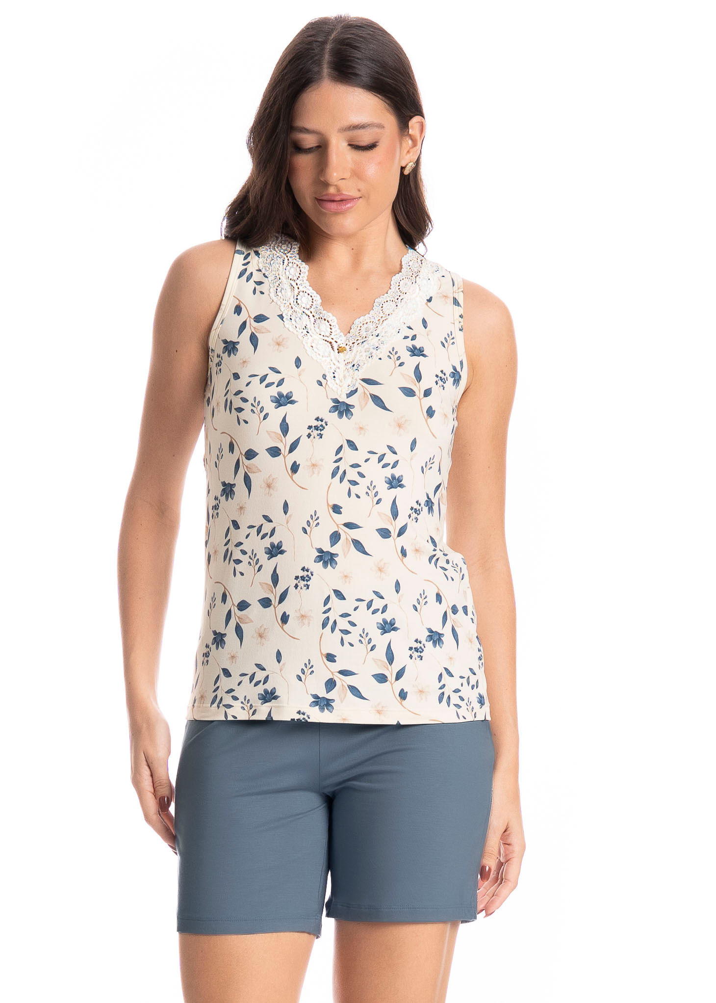 Pijama Feminino Shortão Regata Manoela - Imagem 1