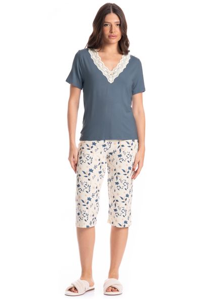 Pijama Feminino Pescador Manoela Azul-2 - Imagem 1