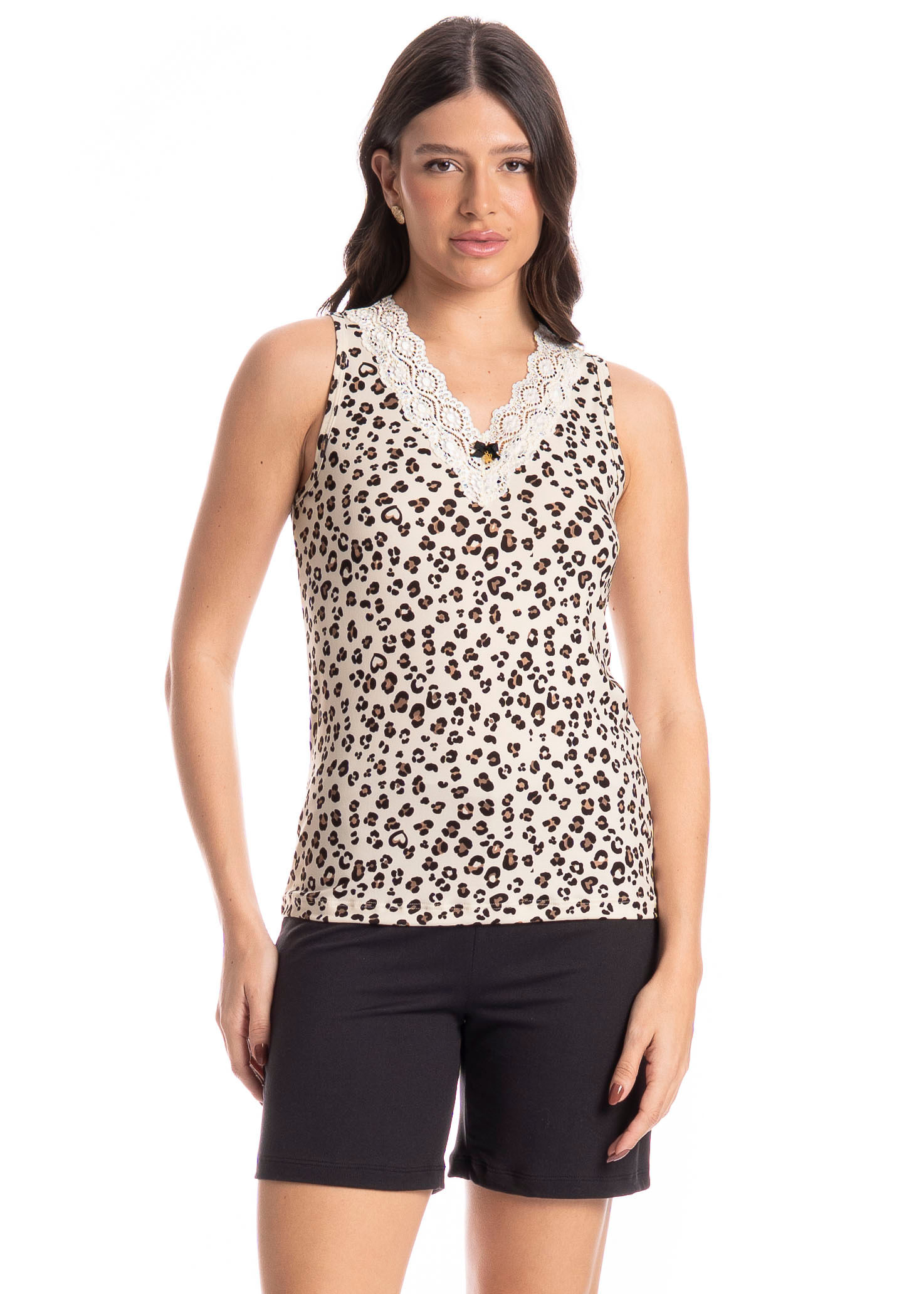 Pijama Feminino Shortão Regata Carmela - Imagem 1