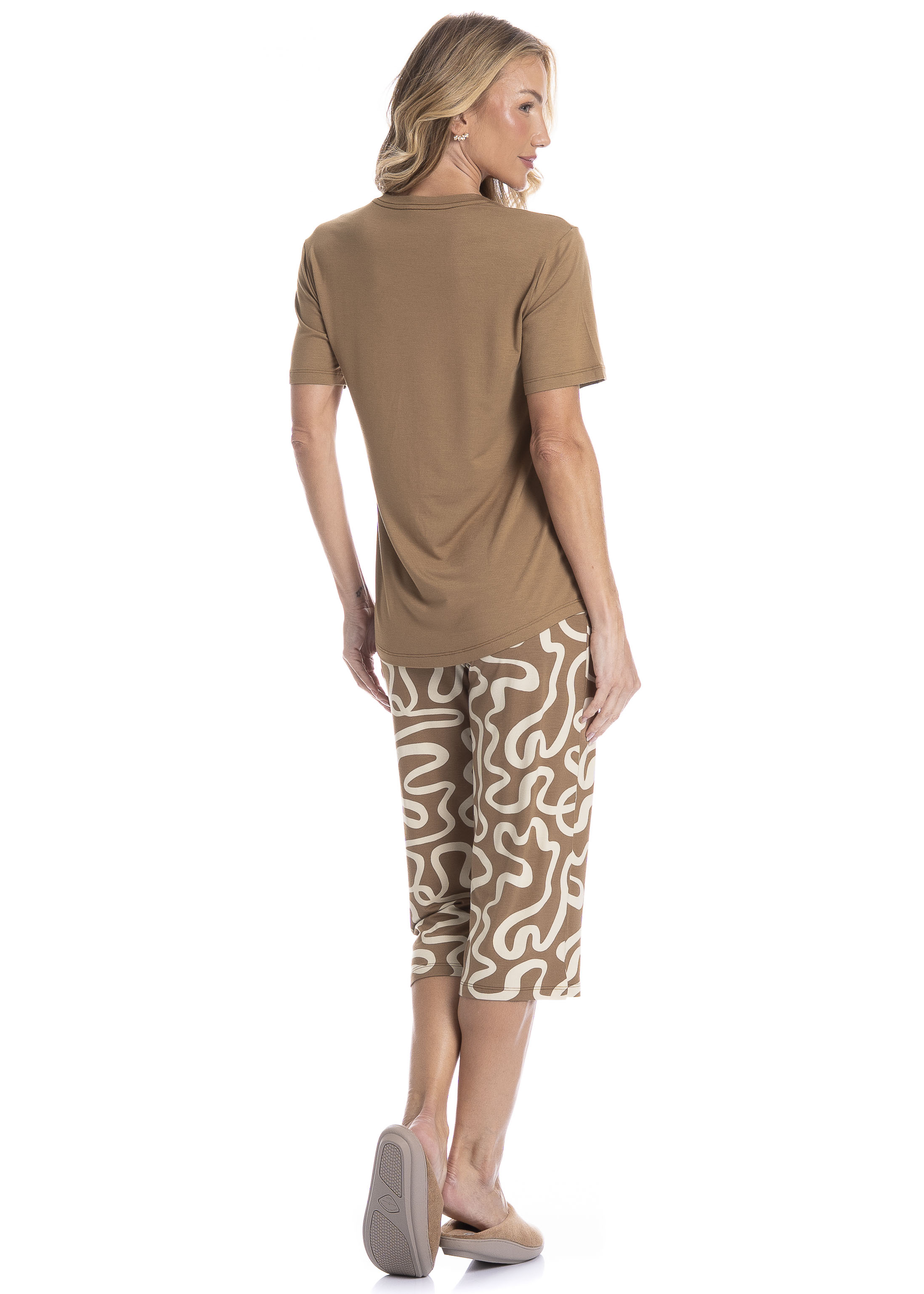 Pijama Feminino Pescador Luana Marrom - Imagem 2