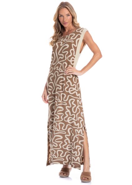 Vestido Feminino Longo Regata Luana Marrom - Imagem 1