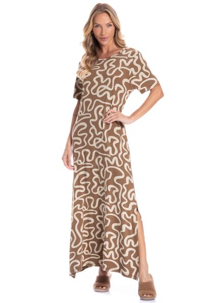 Vestido Feminino Longo Luana Marrom - Imagem 1