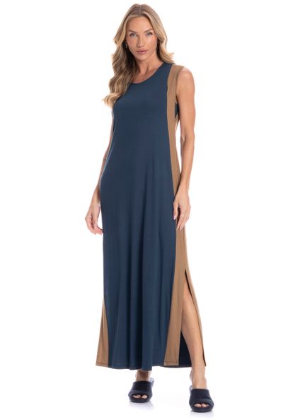 Vestido Feminino Longo Regata Lara Azul-marinho - Imagem 1