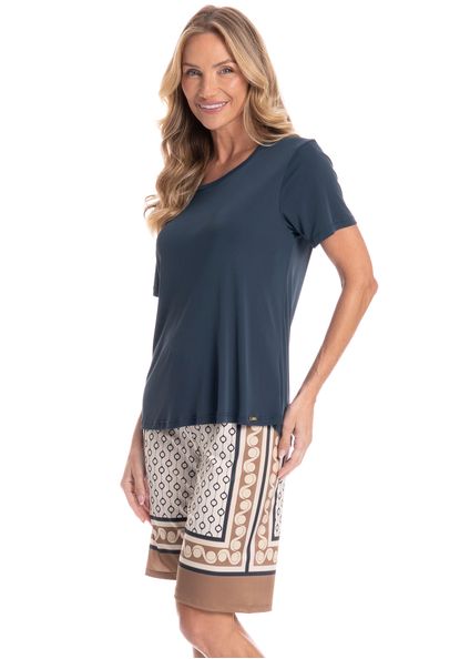 Pijama Feminino Bermuda Marina Branco - Imagem 1