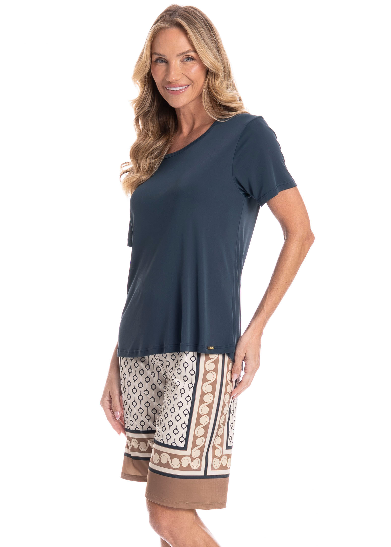 Pijama Feminino Bermuda Marina - Imagem 1