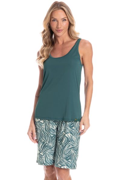 Pijama Feminino Bermuda Rafaela Verde - Imagem 1