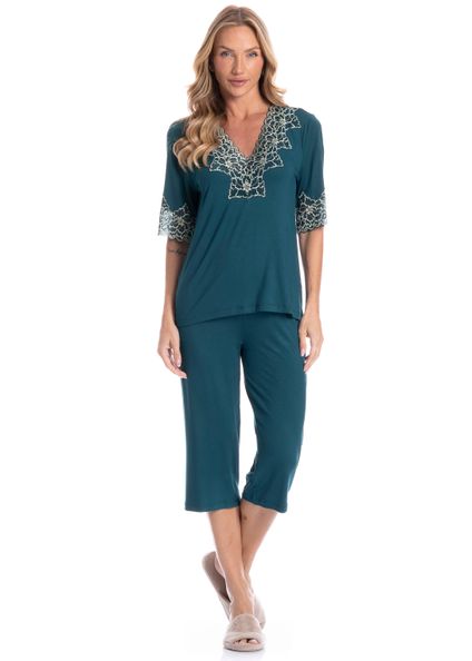 Pijama Feminino Pescador Alana Verde - Imagem 1