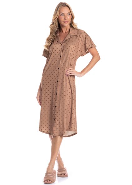 Camisão Feminino Abotoado Médio Betina Marrom - Imagem 1