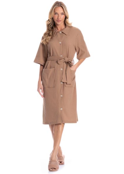 Robe Feminino Médio Piquet Marrom - Imagem 1