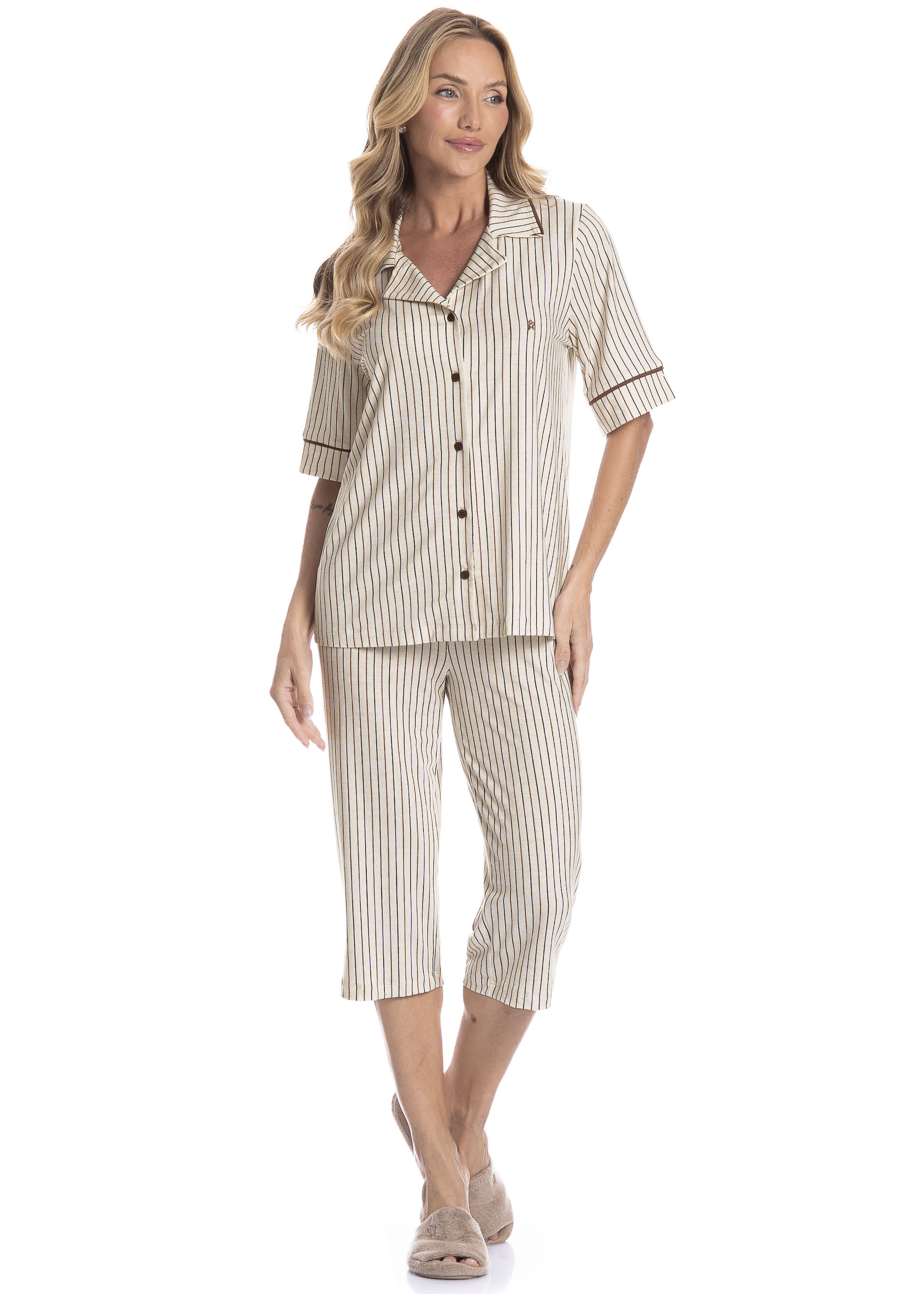 Pijama Americano Feminino Pescador Isabel - Imagem 1