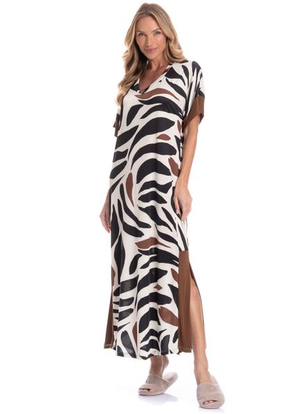 Kaftan Feminino Longo Gisele Marrom - Imagem 1