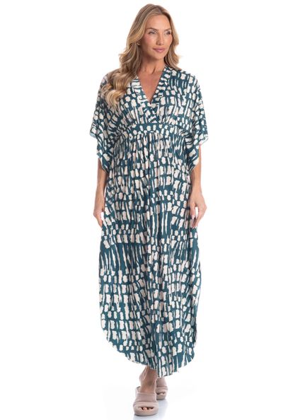 Kaftan Feminino Longo Júlia Azul-marinho - Imagem 1