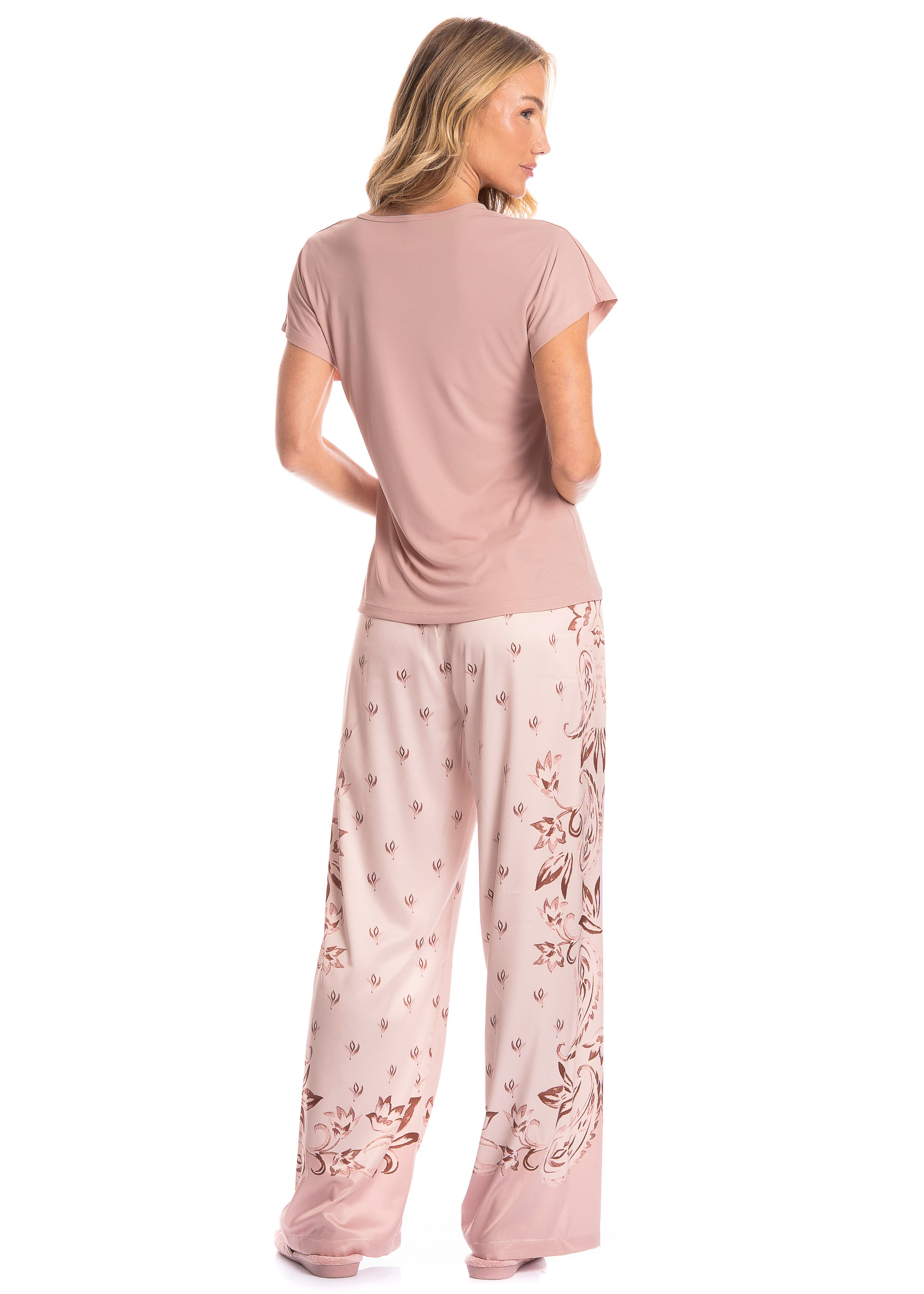 Pijama Feminino Longo Manga Curta Afrodite - Imagem 2 - Mobile