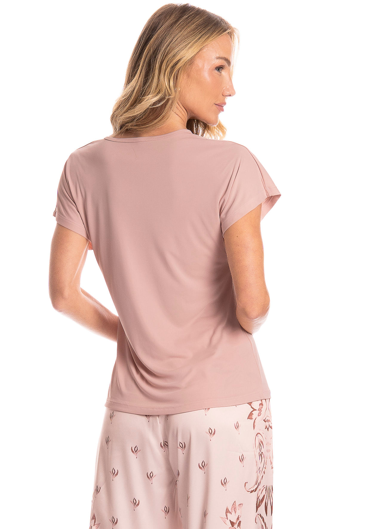 Pijama Feminino Longo Manga Curta Afrodite - Imagem 4 - Mobile