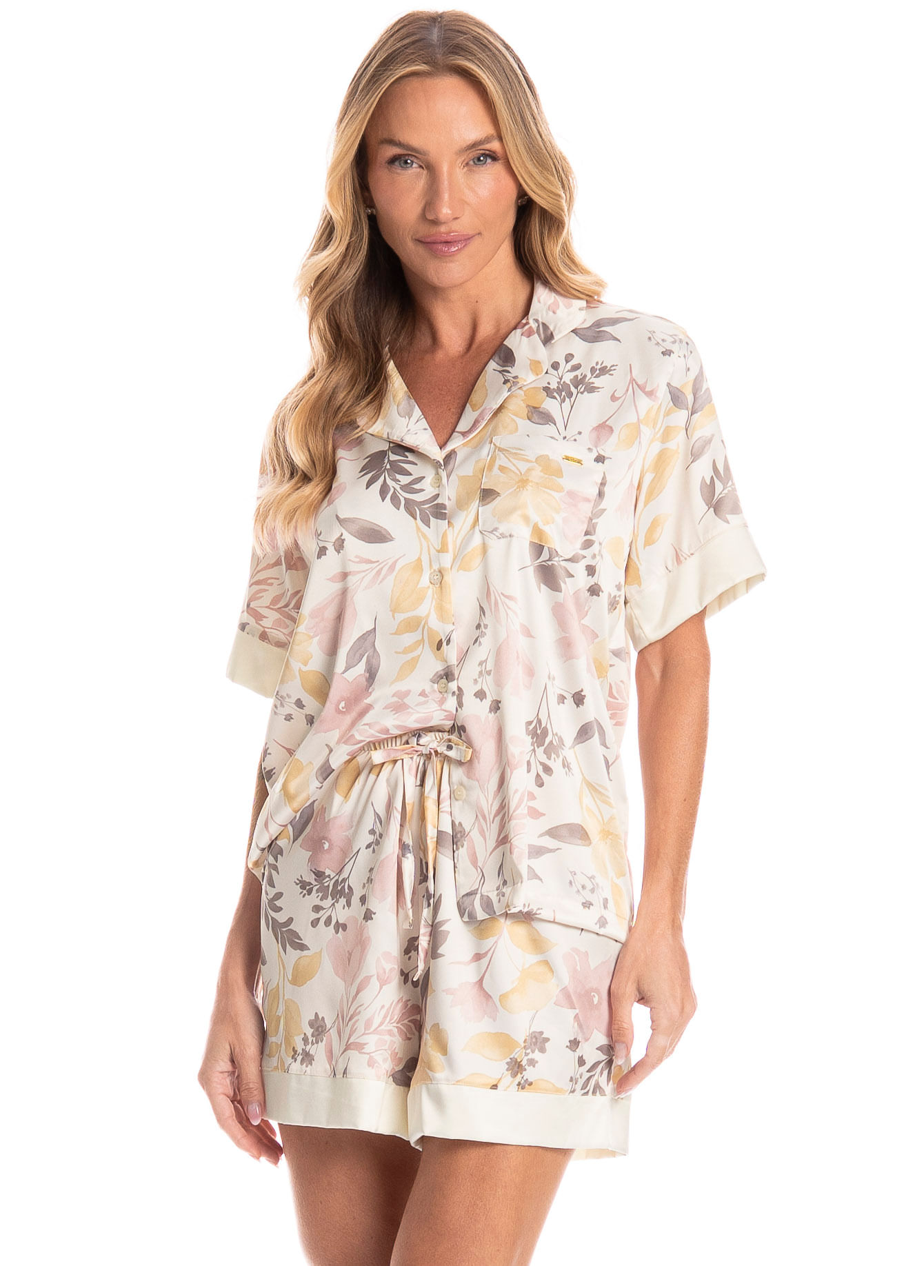 Pijama Americano Feminino Curto Stela - Imagem 1