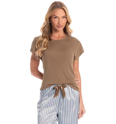 Pijama Feminino Longo Manga Curta Clara - Imagem 3 - Mobile
