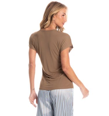 Pijama Feminino Longo Manga Curta Clara - Imagem 4 - Mobile