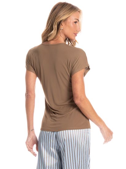 Pijama Feminino Longo Manga Curta Clara - Imagem 4 - Desktop
