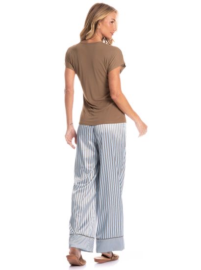 Pijama Feminino Longo Manga Curta Clara - Imagem 2 - Desktop