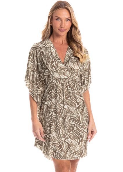 Kaftan Feminino Curto Leona Marrom - Imagem 1