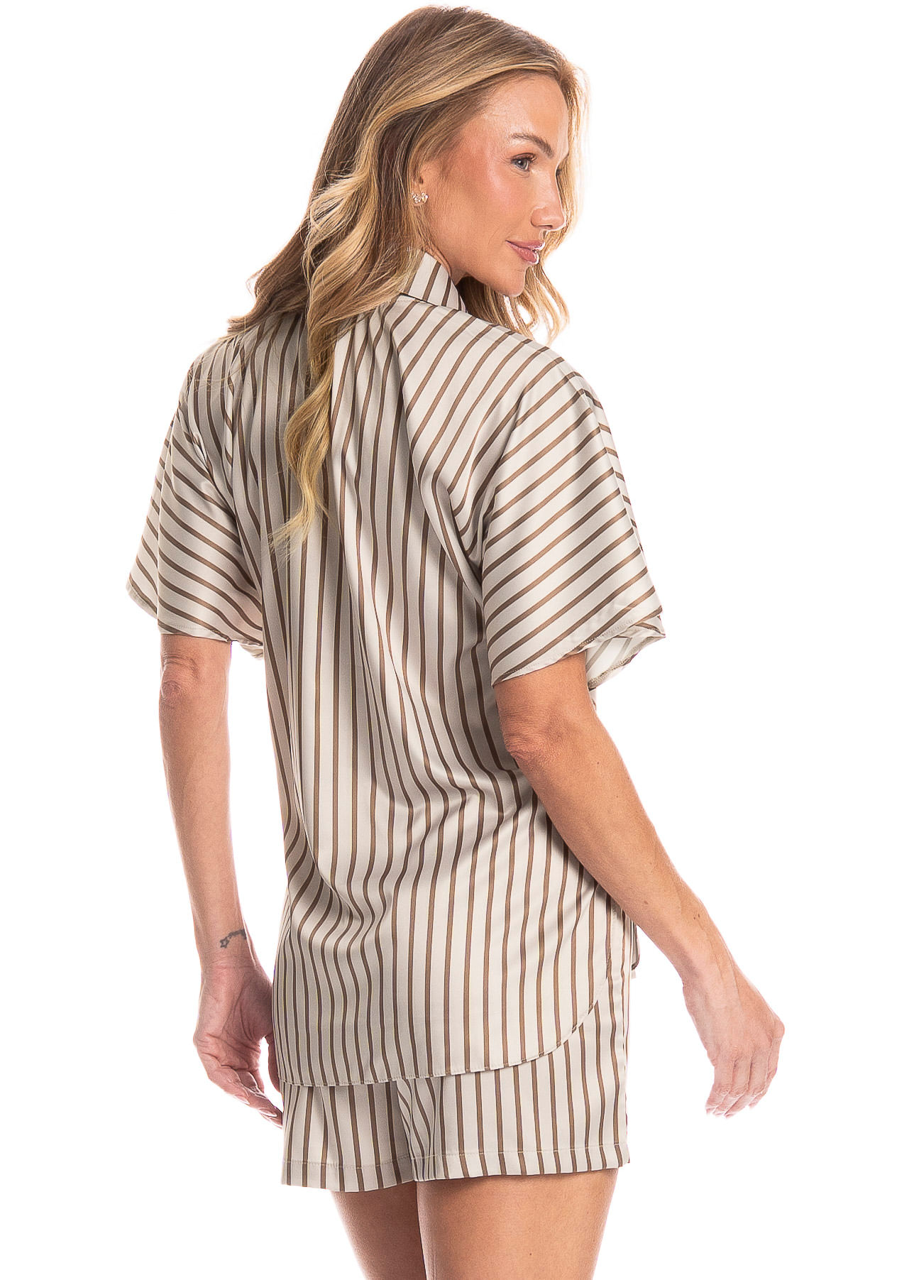 Pijama Americano Feminino Curto Maia Marrom - Imagem 2