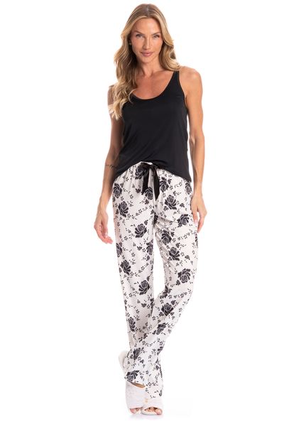 Pijama Feminino Longo Thaís Branco - Imagem 1