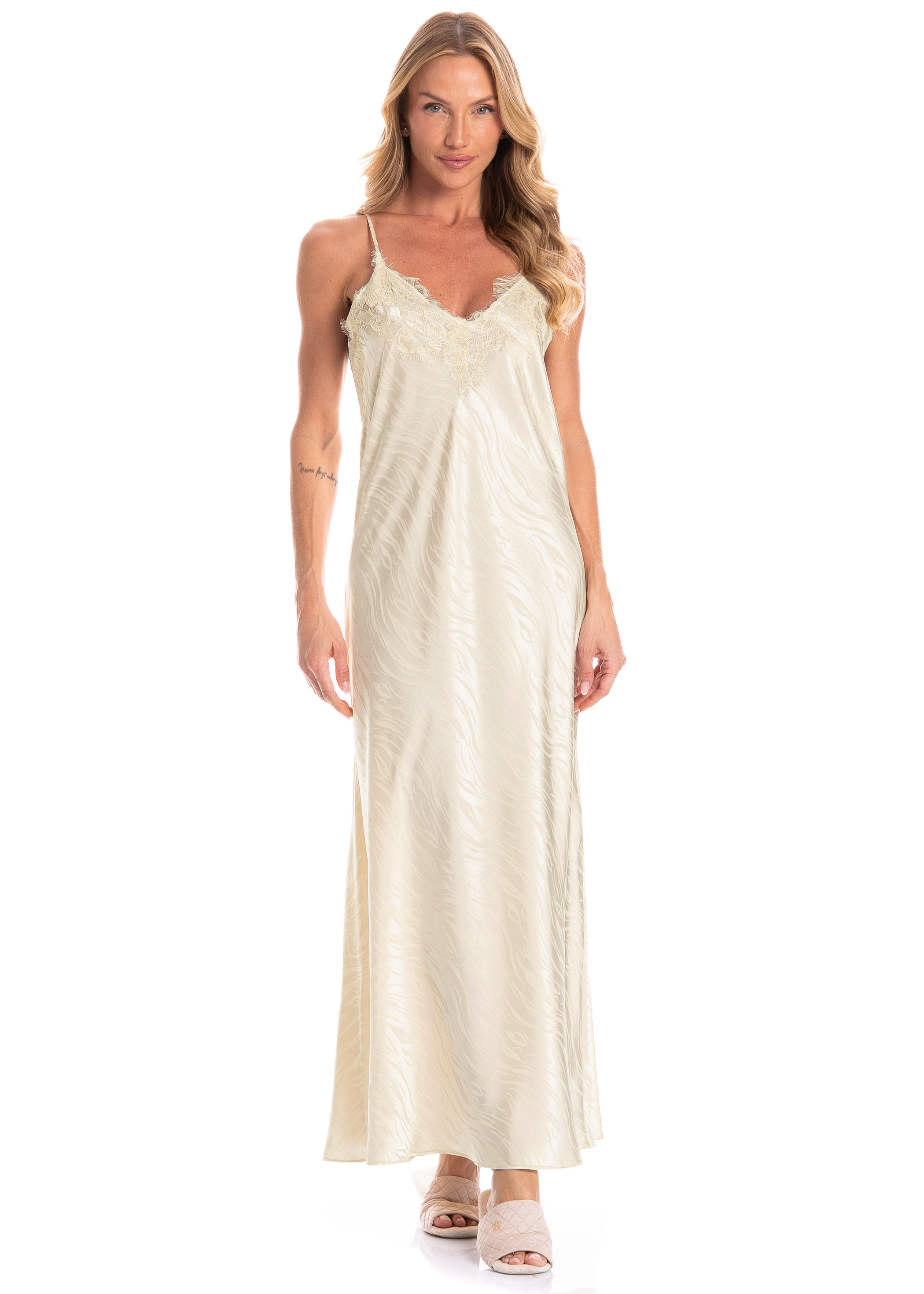 Camisola Feminina Longa Ceci Isa Branco - Imagem 1