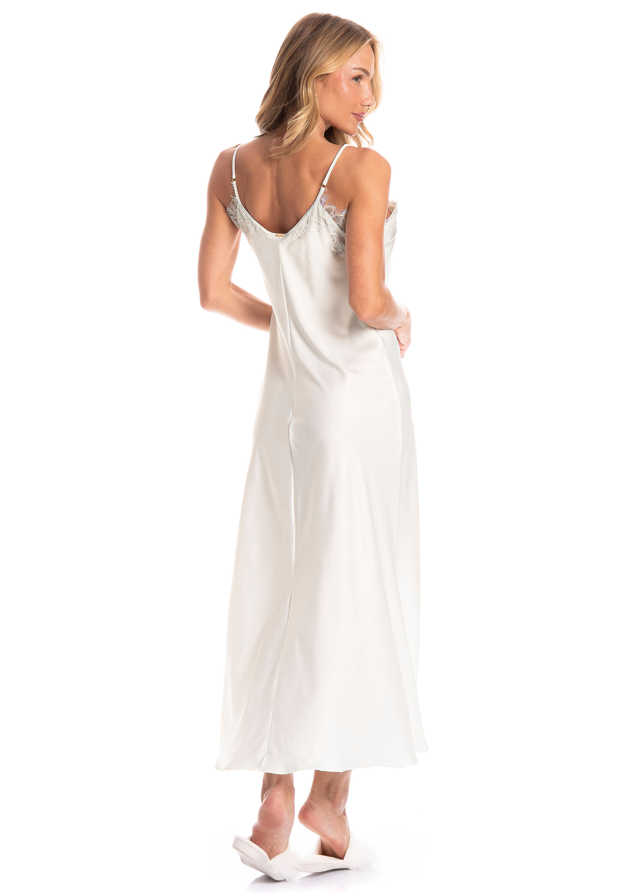 Camisola Feminina Longa Ceci Jasmim Branco - Imagem 2